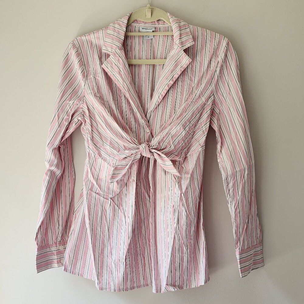 Mimi Maternity - Pink Striped Dress Shirt - Size Medium